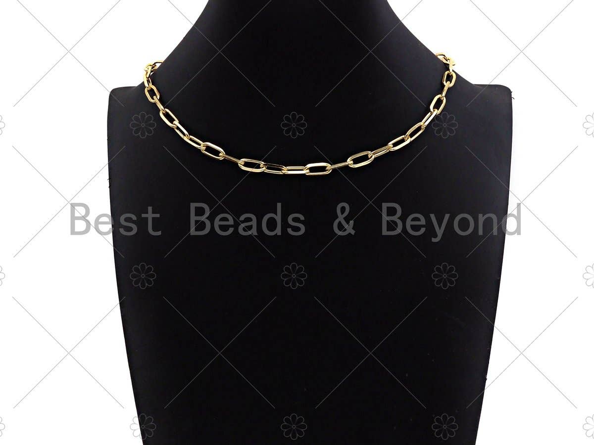 18" Gold Finish Paperclip Chain Necklace, Sku#LD16