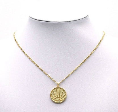 Silver Gold CZ Flower Snake Moon On Round Coin Charm, Sku#LK712