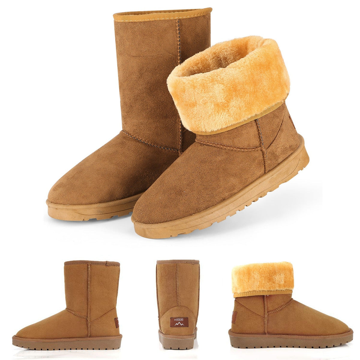 Snow Boots - Waterproof Faux Suede Mid-Calf with Warm Lining