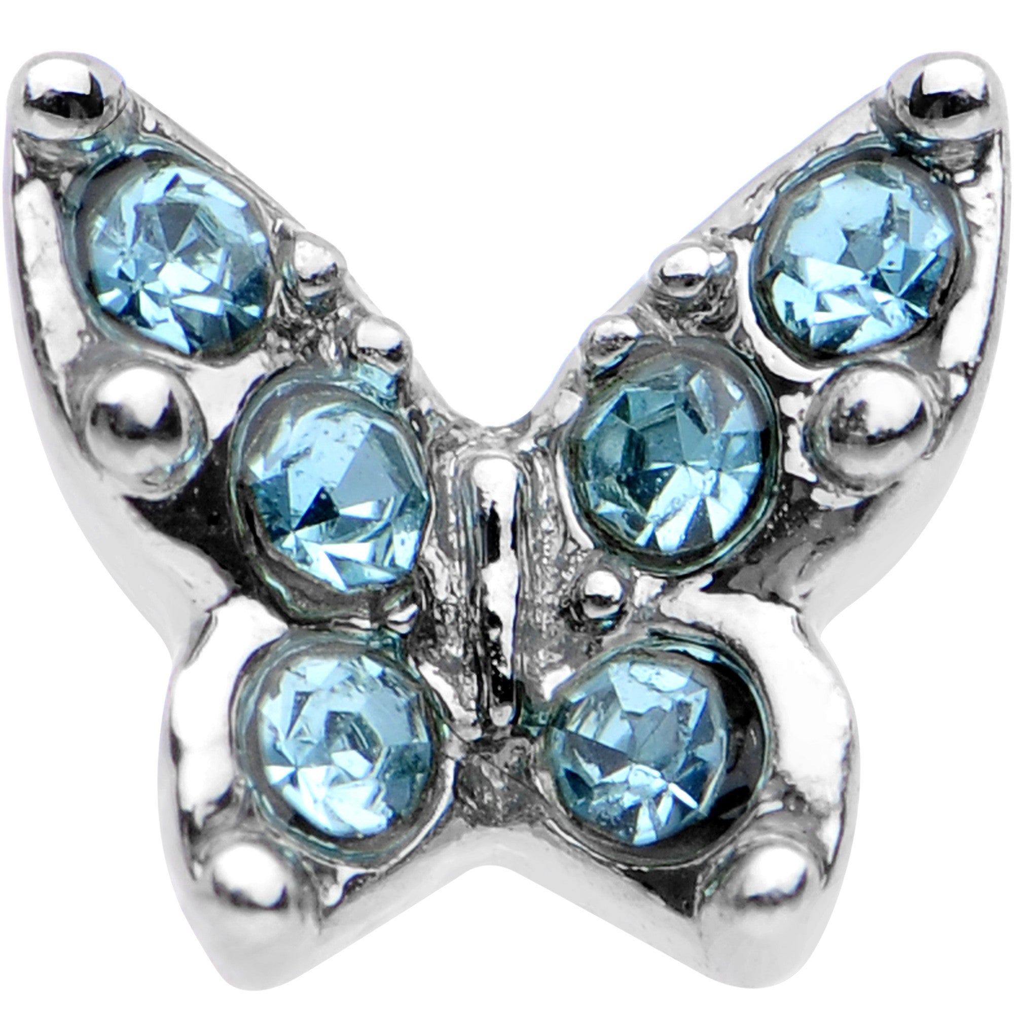16G Blue Gem Silver Tone Butterfly Tragus Cartilage Earring