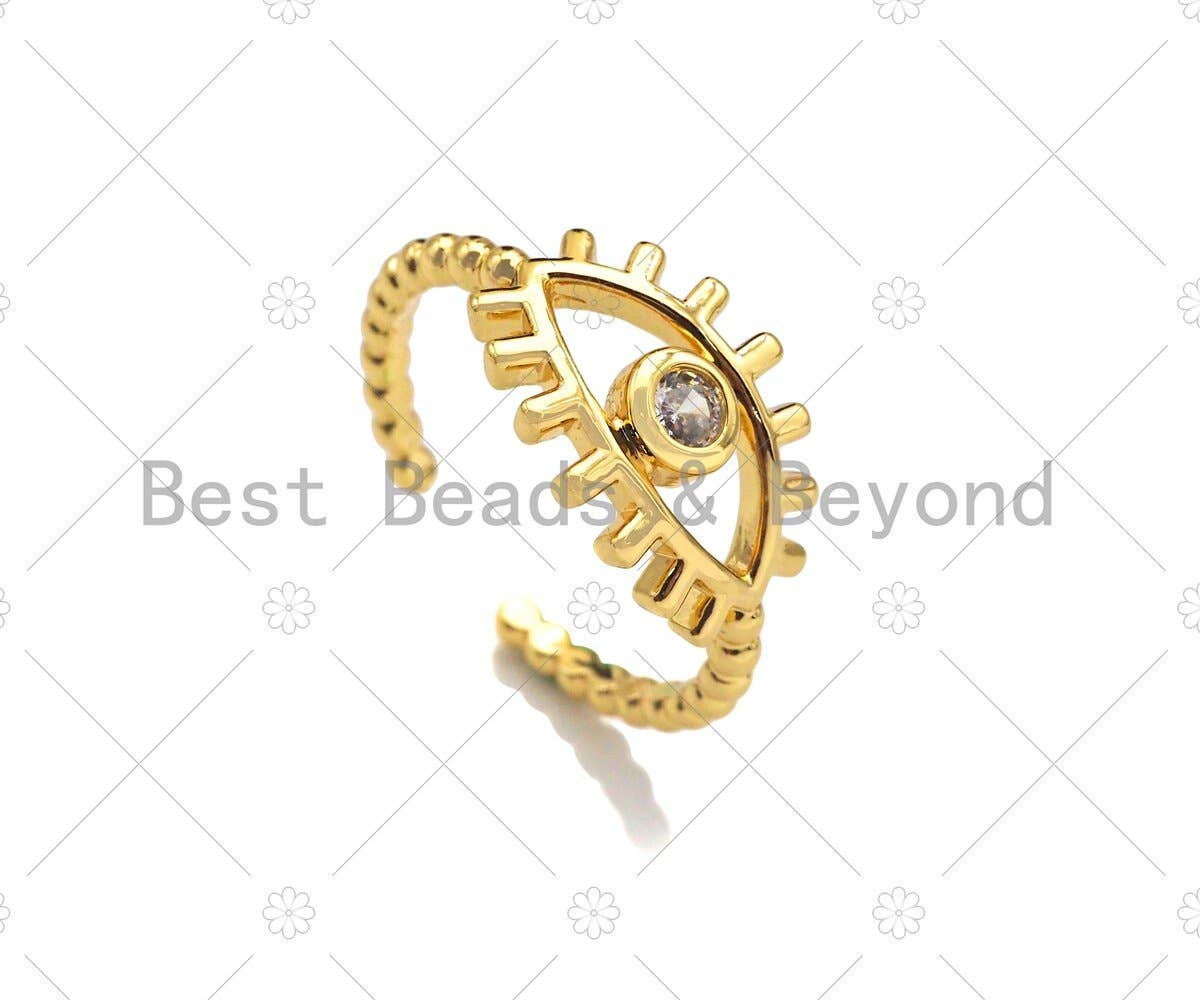 CZ Evil Eye Open Ring, Sku#LD79