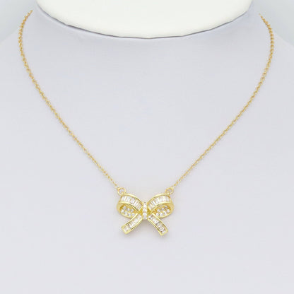 Baguette CZ Bowknot Connector Charm, Sku#LK919