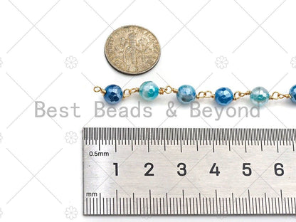 Mystic Agate Brown/Blue/Grey Rosary Chain, 6mm Agate Beaded