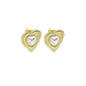 Gold White Pearl Heart Stud Earrings, Sku#LD480