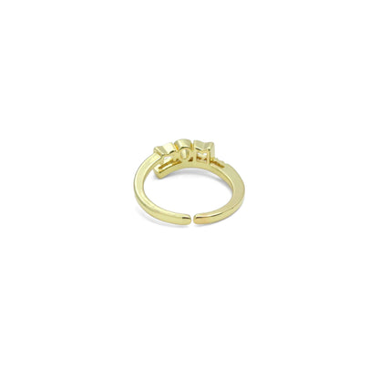 Gold Clear CZ Mom Adjustable Ring, Sku#LD597