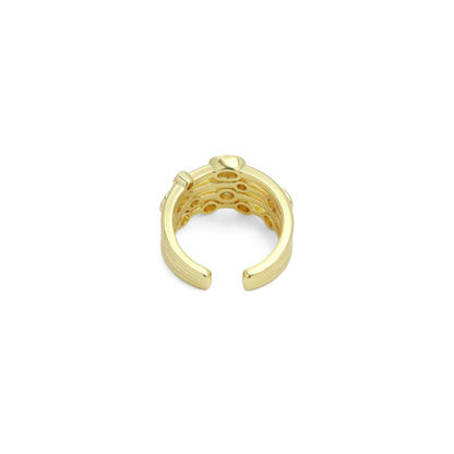 Gold Silver Oval CZ Multiline oval stone Adjustable Ring, Sku#A316