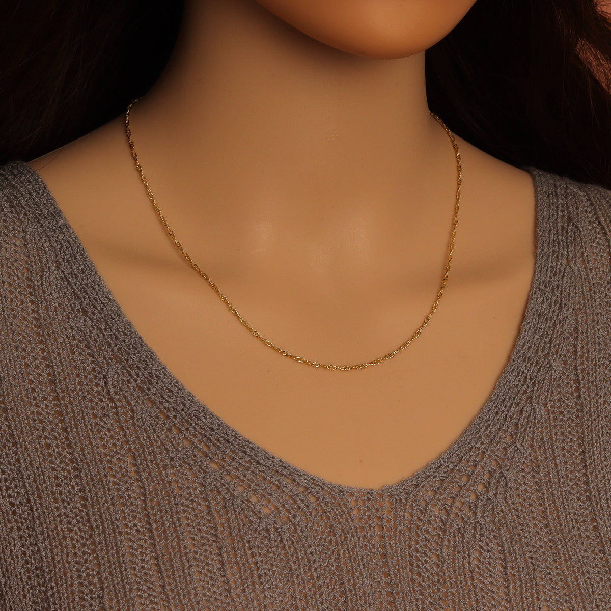 18K Gold Finished Gold Singapore Chain Necklace, sku#JD05