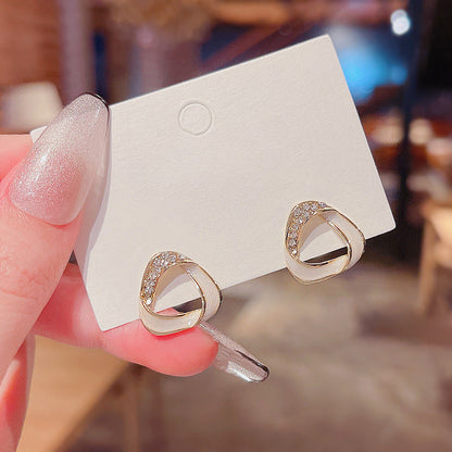 Triangle White Rhinestone Earrings