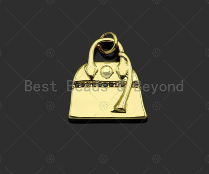 18K Dainty Gold Fashion Bag Shape Pendant/Charm,Gold Bag Medallion Charm, Necklace Bracelet Charm Pendant,18x17mm, Sku#LK232