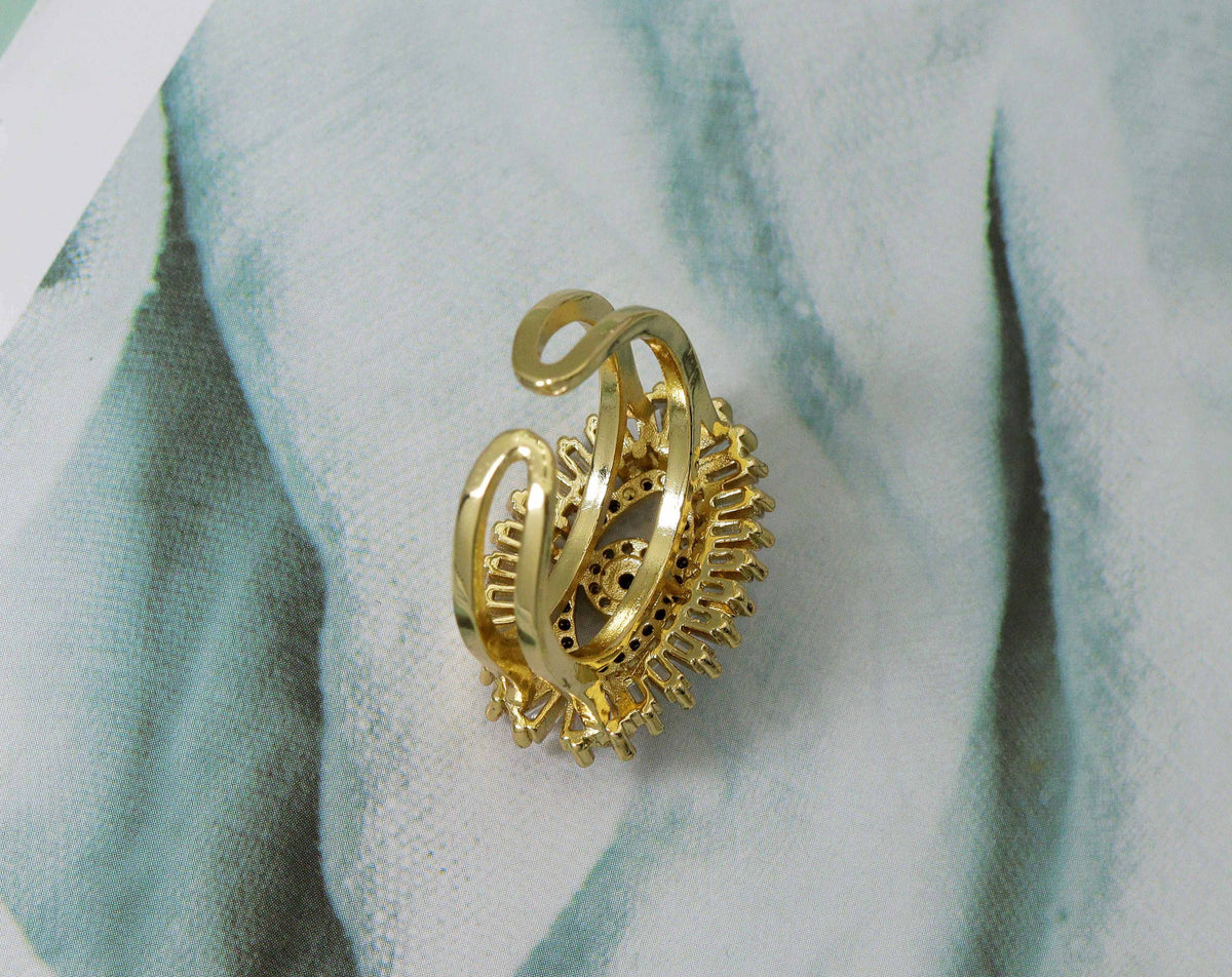 CZ Pave Evil Eye Ring,Sku#B152