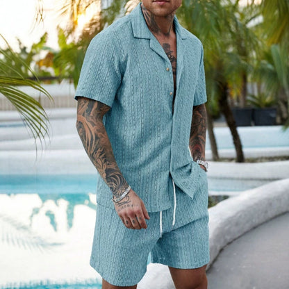 Mens Fashionable Printed Casual Shirt Set