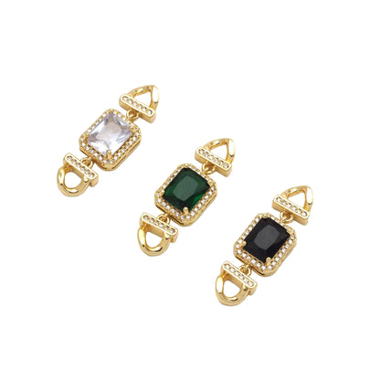 Focal Rectangle CZ Link  Necklace Bracelet, Sku#LD405