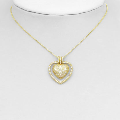 CZ Pave Double Heart Pendant, Sku#A216