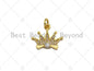 18K Gold Micro CZ Pave Crown Pendant, Gold Crown Charm,  Crown Beads, Jewelry Findings, 16x13mm,sku#LK38