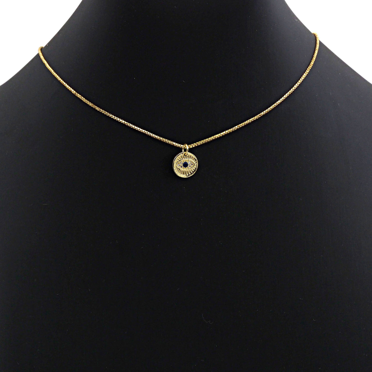 CZ Micro Pave Round Evil Eye on Disc Pendant/Charm, Z463