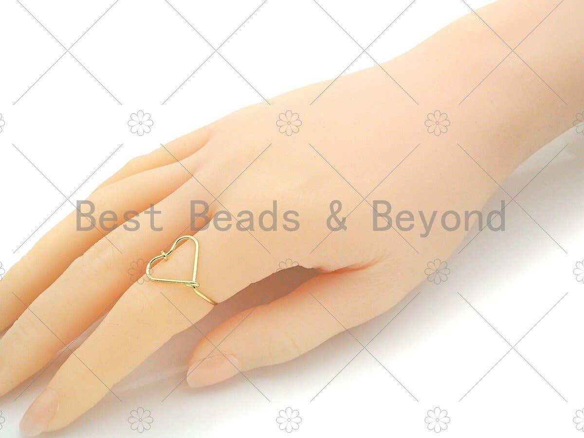 Gold  Heart Frame Adjustable Ring, Sku#261