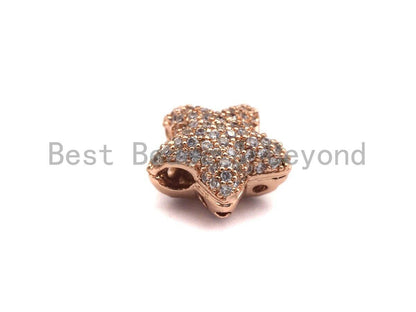 CZ Micro Pave Five Point Puffy Star Spacer Beads, sku#C105