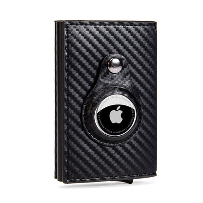 Carbon Fiber Pattern Magnetic Buckle Card Bag Airtag Tracker Multi-Function Card Bag Men's Wallet Short Hand Held