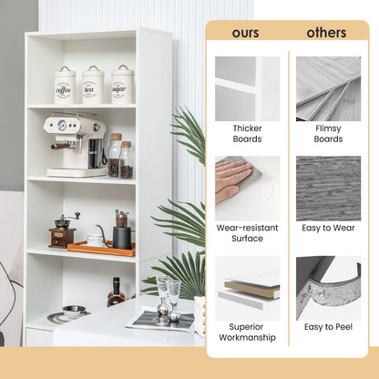 6-Tier Tall Freestanding Bookshelf with 4 Open Shelves and 2 Drawers