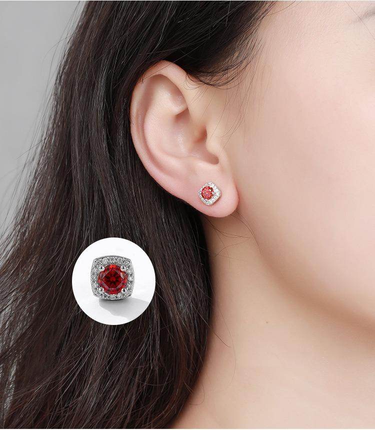 S925 Magnetic Multicolor Moissanite Square Halo Stud Earrings for Men Women, 0.5/1ct Round Cut