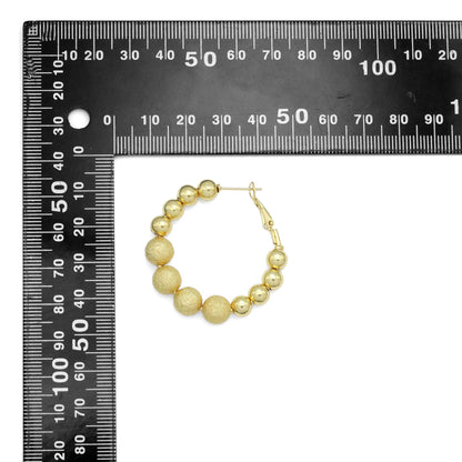 Gold Round Ball Hoop Earrings, Sku#A310