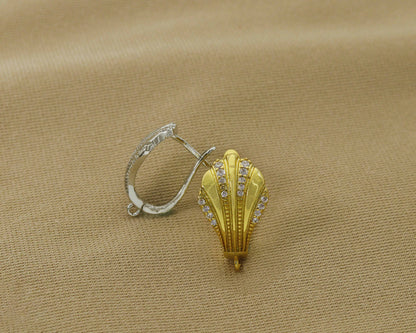 CZ Shell Shape Earring Hook, Sku#B154