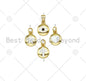 White Enamel Evil Eye Heart Cross Star On Round Coin Shape Pendant, Gold Filled Enamel Charm,Enamel Jewelry Findings, 12x10mm,Sku#LD144