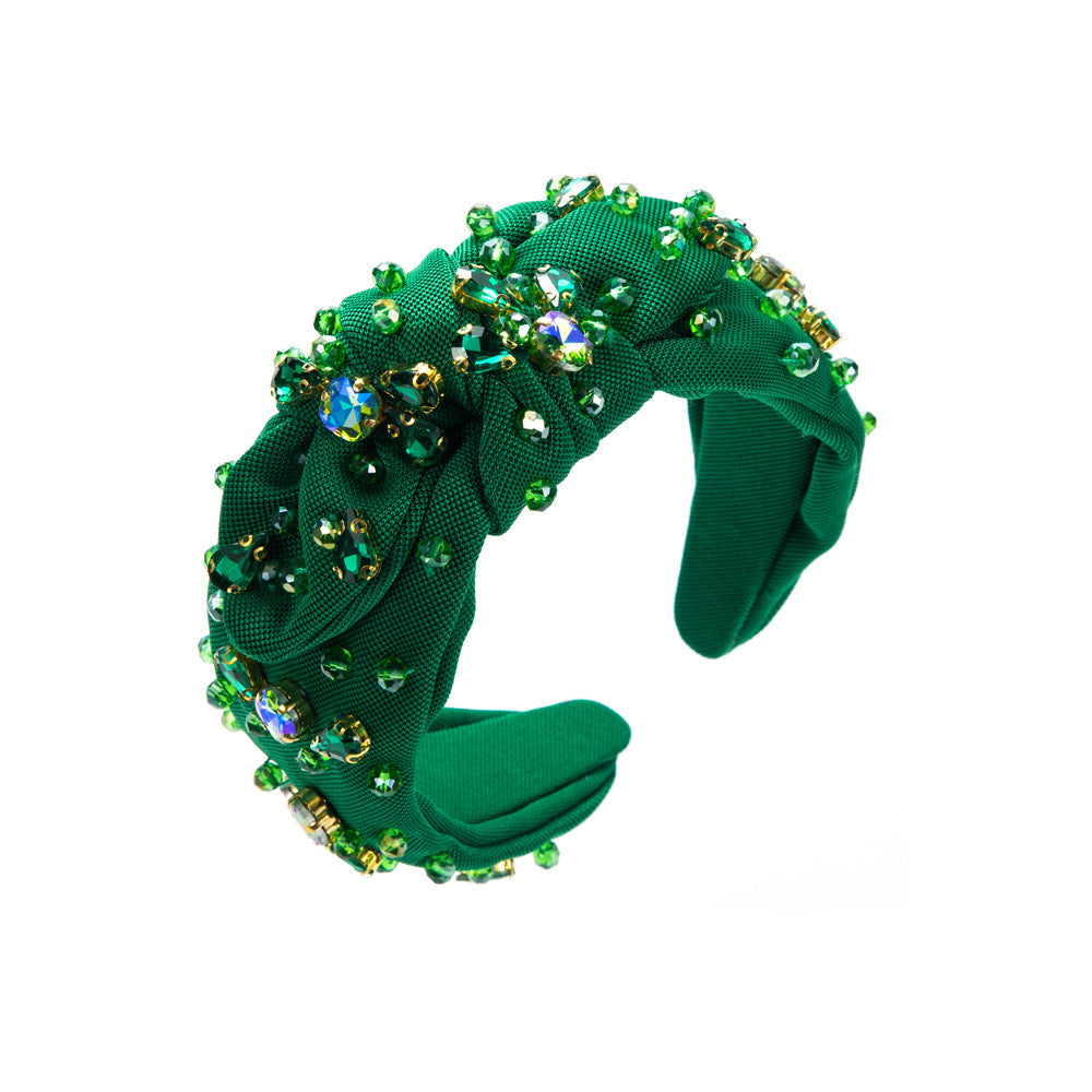 Elegant Diamond-Embedded Wide Headband