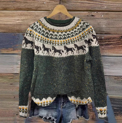 Womens Printed Crew Neck Long Sleeve Sweatshirt Top