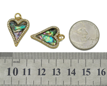 Gold Abalone heart Charm, Sku#L664