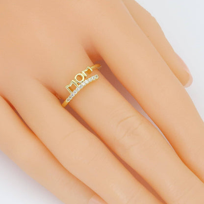 Gold Clear CZ Mom Adjustable Ring, Sku#LD597