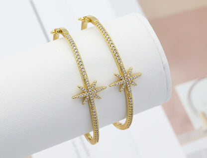 CZ North Star Bangle Bracelet, Sku#X317