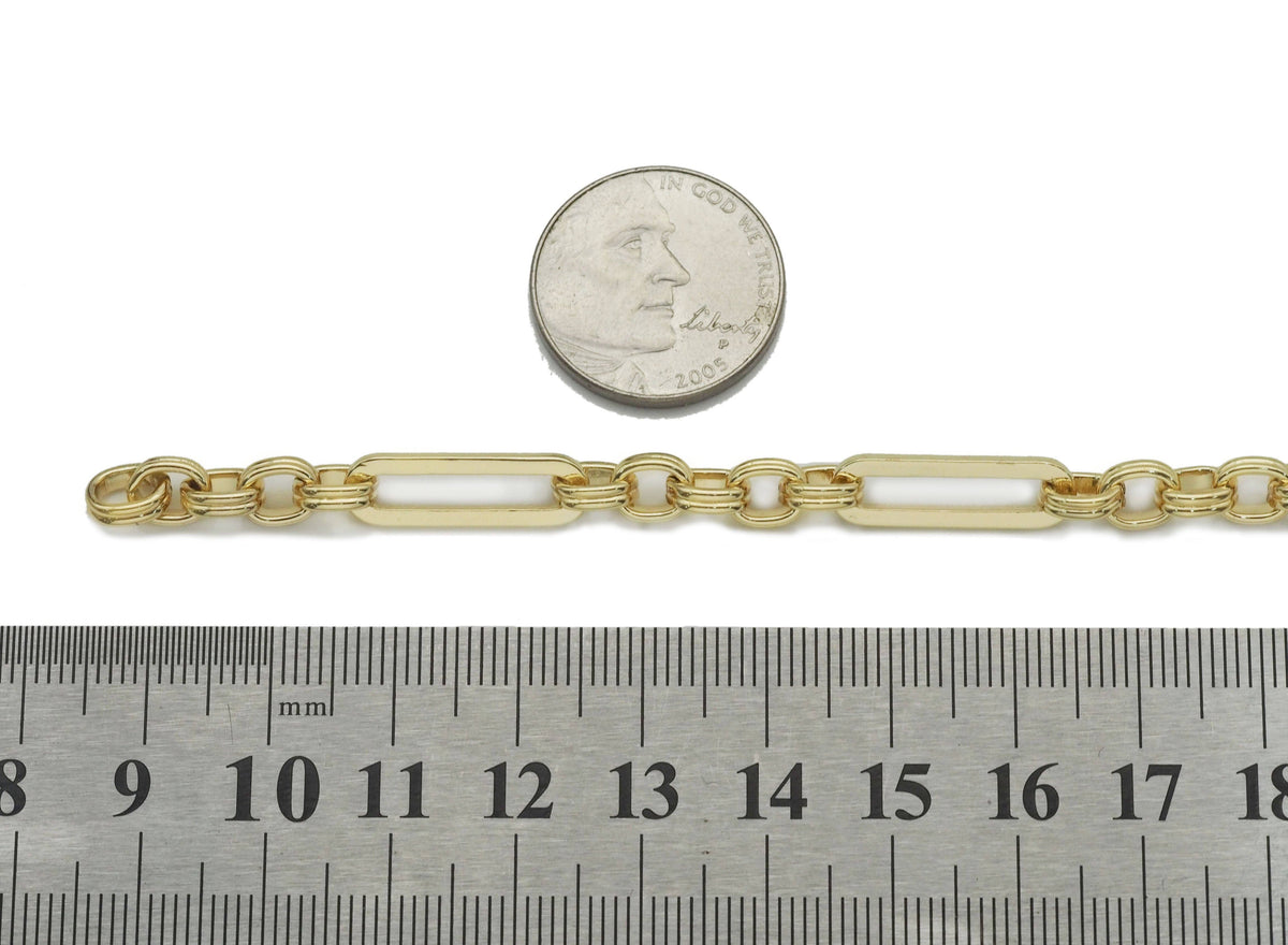Long Link Mixed Paper Clip Chain by Yard, wholesale chain, unfinished chain, sku# LS28