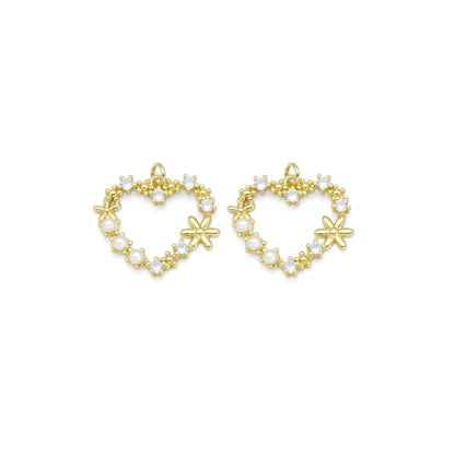 Pearl Flower Heart  Pendant Charm, Sku#LK885