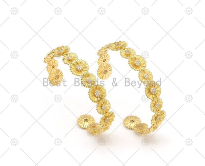 CZ Micropave Sunflower Bangle Bracelet, Sku#X275