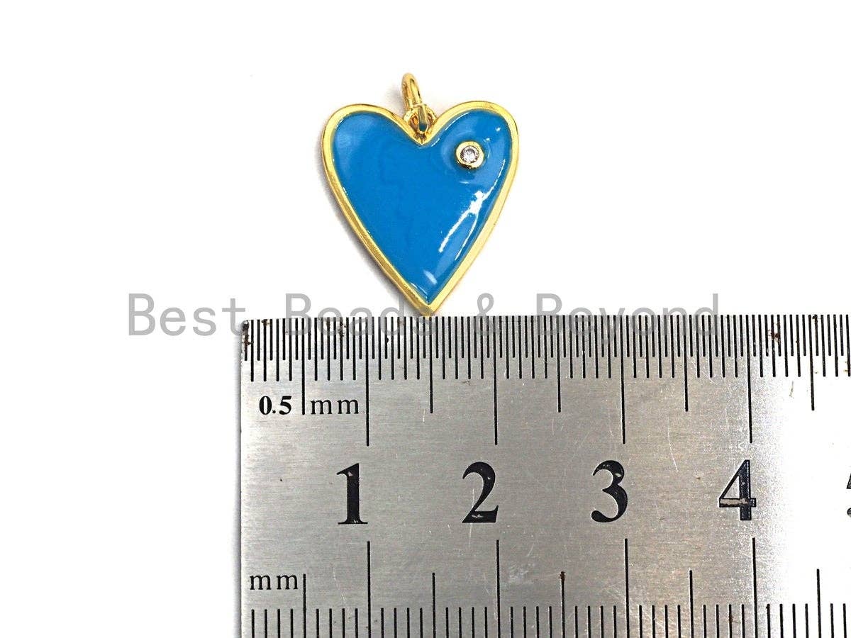 Enamel heart Pendant with CZ, Z412