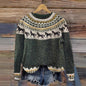 Womens Printed Crew Neck Long Sleeve Sweatshirt Top
