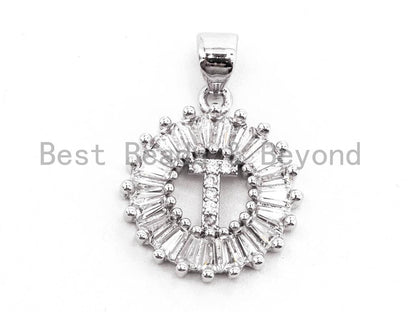 CZ Micro Pave Initial Letter S T Charm/Pendent Beads, sku#z237