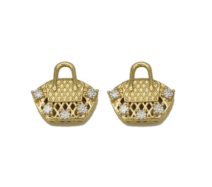CZ Pave Fashion Bag Purse Charm, Sku#LK672