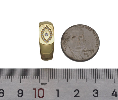 Gold Filled Brass Signet Evil Eye Ring