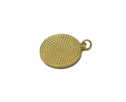 Gold Flower and Leaf On Round Coin Charm, Sku#LK643