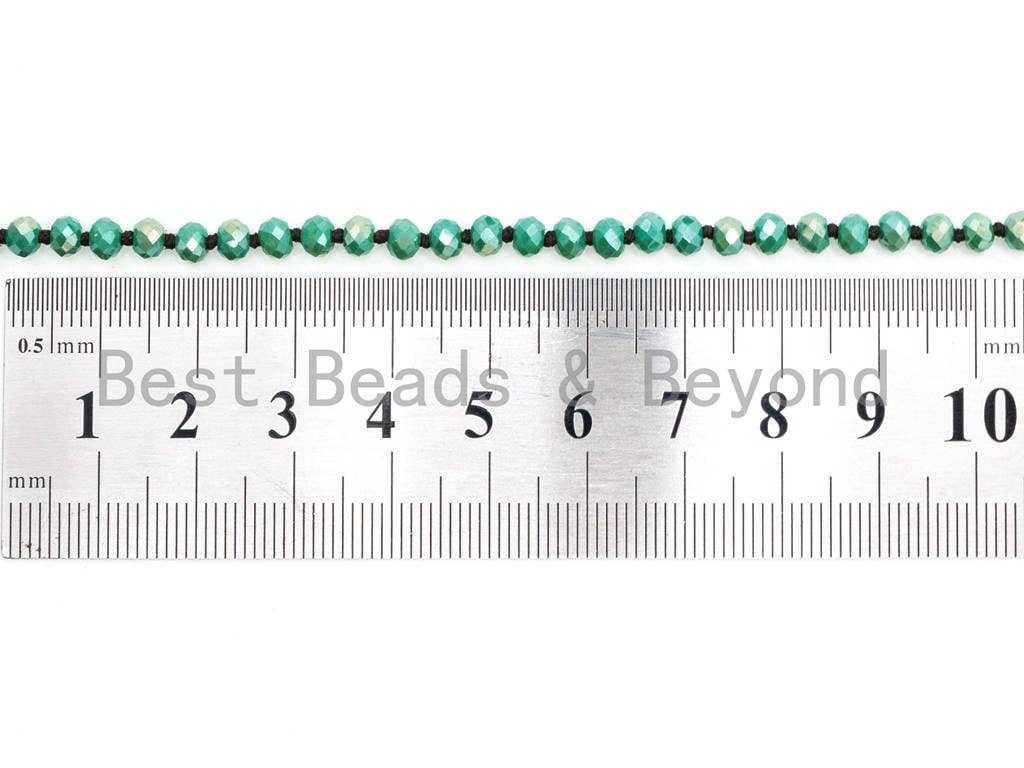 60 EXTRA Long Hand Knotted Tear Green Color Crystal Necklace, Double Wrap Necklace, Green 2x4mm Rondelle Faceted Crystal Beads,SKU#D22