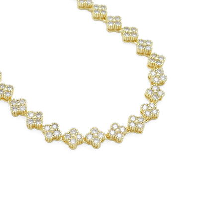 Clear Pink Black CZ Clover Flower Adjustable Necklace, Sku#A229