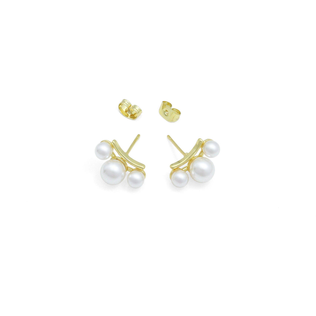 White Pearl Gold Bowknot Star Fish Stud Earring,Sku#LD747