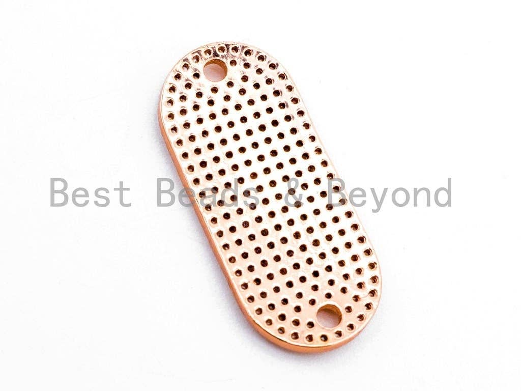 CZ Micro Pave 13x29mm Slab Oval Two Hole Bracelet Connector,SKU#382C