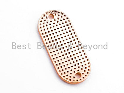 CZ Micro Pave 13x29mm Slab Oval Two Hole Bracelet Connector,SKU#382C