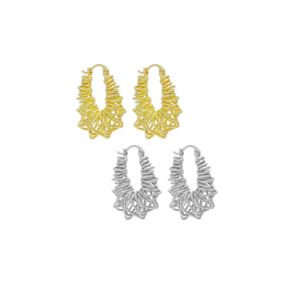 Gold Silver Twisted Oval Earrings, Sku#A261