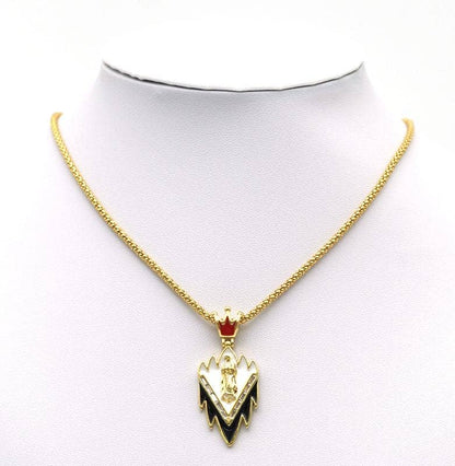 CZ Enamel Virgin Mary on Triangle Shape with Crown Charm, Sku#LD284