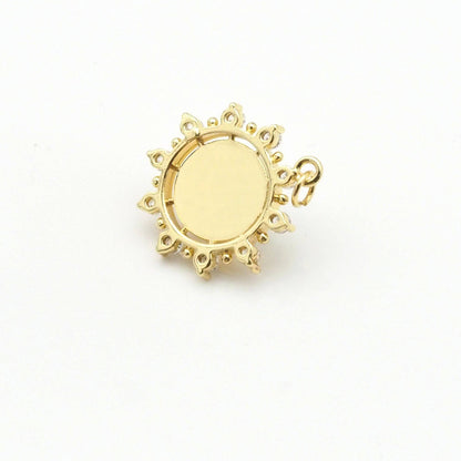 Clear CZ Gold Pearl Flower Charm, Sku#LK817