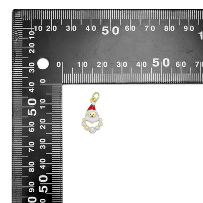 CZ  Enamel White Pearl Santa Claus Charm Pendant, SKU#LK952